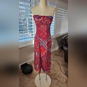 Free People Elegant Red Strapless Midi Top M